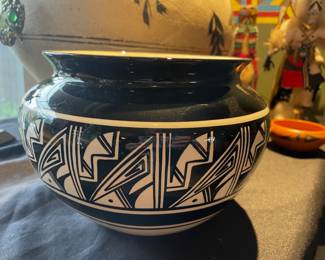 Navajo Mesa Verde Pottery Planter Signed Rhaner