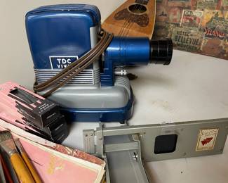 TDC Vivid Showpak 300 Slide Projector, Winsor & Newton Charcoals, Assortment of Paint Brushes