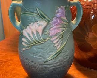 Roseville Pottery Vases with Freesia Design 
