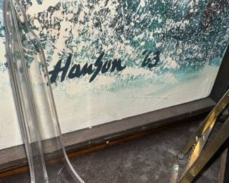 1963 Large Framed Abstract Painting on Canvas - Signed by Hanson