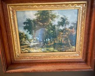 Framed Lithograph "Village Avenue" by Meindert Hobbema