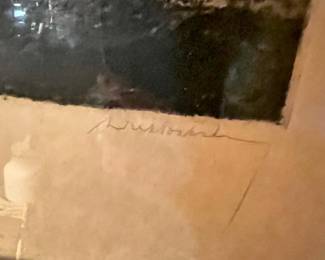 Framed & Matted Etching of Homes by Dirk Baksteen