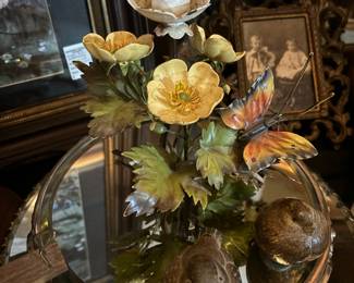 Mid Century Butterfly and Floral Themed Candle Stick Holder