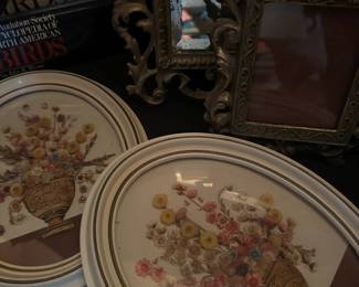 Two Oval Framed Dried Floral Arrangement Wall Art