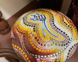 Australian Hand Carved and Painted Folk Art Wood Trinket Box