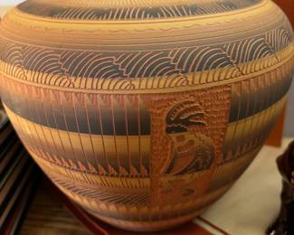 Navajo Pottery Vase with Kokopelli Figure - Signed A. Joe