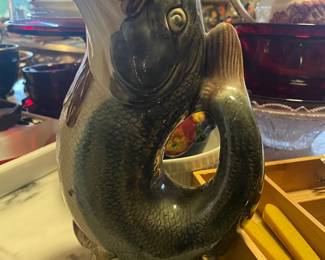 Majolica Gurgle Fish Pitcher