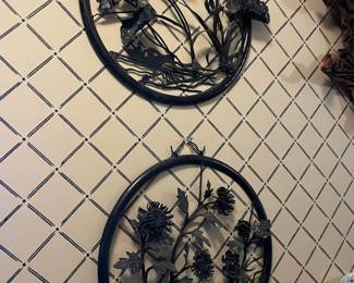 Pair of Black Metal Floral Wall Decor