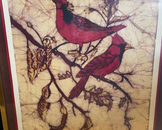 Framed and Matted Cardinal Batik by Kay L