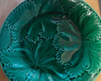 Majolica Greenware Cabbage Plate