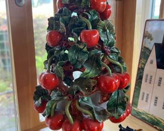 Italian Majolica Pyramid Cherry Topiary Tree