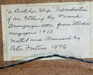 Framed Reproduction Print "A Butcher's Shop" by Frank Brangwn