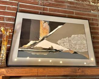 1988 Framed Mixed Media Collage "First Thaw" by Susan Stein Haus Kimmel