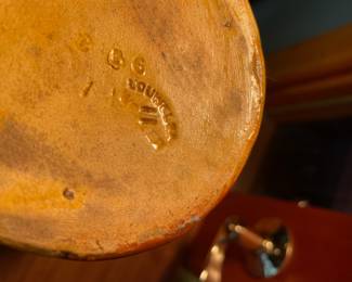 Lowell Brown Pottery Vase with Floral Design