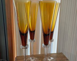 Set of 4 Amber Union Street Glass Champagne Glasses