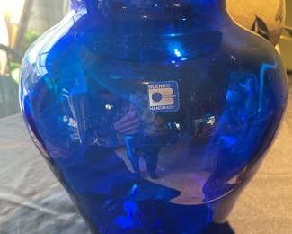Large Blenko Cobalt Blue Flared Top Vase