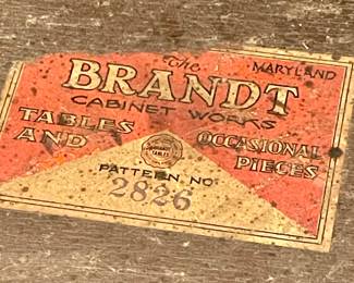 ANTIQUE OCTAGONAL FOYER/ENTRY WAY TABLE by BRANDT CABINET WORKS (HAGERSTOWN, MARYLAND)