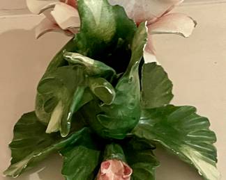 ANTIQUE CAPODIMONTE ROSE CANDLESTICK