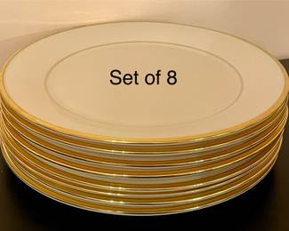 SET/8 LENOX "ETERNAL" DINNER PLATES