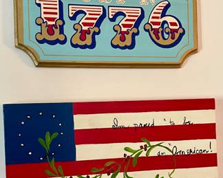 "JULY 4, 1776" & "I'M PROUD TO BE AN AMERICAN" SIGNS