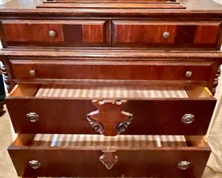 ANTIQUE CHEST OF DRAWERS W/TOP CABINET