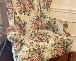 FLORAL WING-BACK CHAIRS by CAROLINA UPHOLSTERY CO. - 2-AVAILABLE