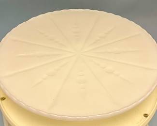 ANTIQUE MILK GLASS PEDESTAL CACAKE STAND