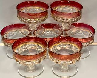 VINTAGE/ANTIQUE THUMBPRINT CRANBERRY GLASSWARE