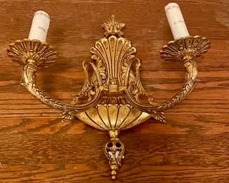 VINTAGE SOLID BRASS DOUBLE WALL SCONCE