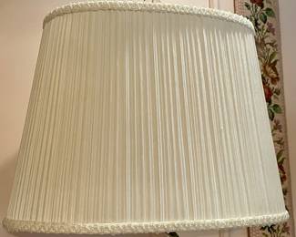 ANTIQUE LAMP WITH PEARLIZED LAMP SHADE (DRESDEN?)