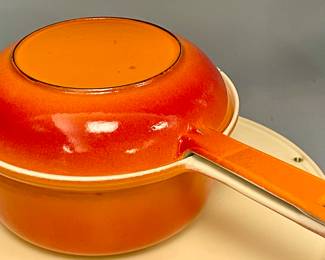 VINTAGE ENAMEL CAST IRON SKILLET/SAUCE PAN COMBO