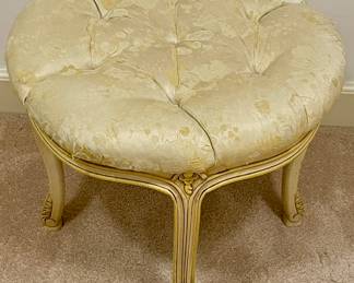 VINTAGE FRENCH PROVENCAL TUFTED VANITY STOOL