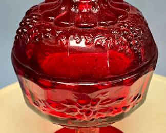 ANTIQUE RED GLASS CANDY DISH