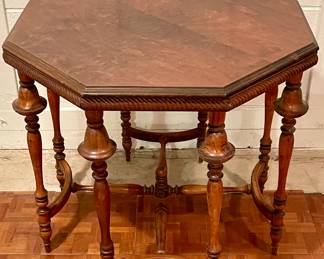 ANTIQUE OCTAGONAL FOYER/ENTRY WAY TABLE by BRANDT CABINET WORKS (HAGERSTOWN, MARYLAND)