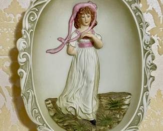 ANTIQUE LEFTON CHINA BISQUE "PINKY" WALL PLAQUE