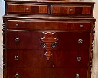 ANTIQUE CHEST OF DRAWERS W/TOP CABINET