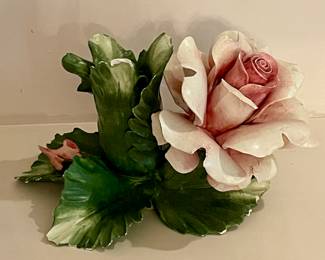 ANTIQUE CAPODIMONTE ROSE CANDLESTICK