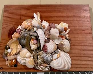 HANDCRAFTED BEACH ART ON LARGE WOODEN TILE