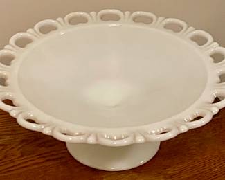 VINTAGE MILKGLASS OPEN-LACE COMPOTE