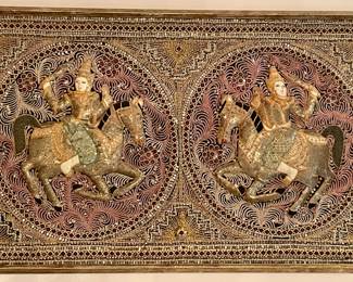 VINTAGE BURMESE THAI KALAGA BEADED TAPESTRY