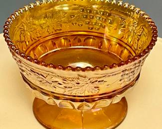 ANTIQUE CARNIVAL GLASS COMPOTE