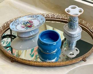 VINTAGE VANITY TRAY, BATH ACCESSORIES