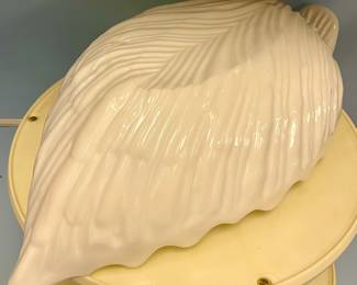 UNIQUE LARGE LEAF MILK GLASS BOWL