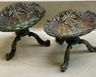 BRASS FOOTED SOAP DISHES