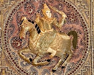 VINTAGE BURMESE THAI KALAGA BEADED TAPESTRY