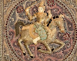 VINTAGE BURMESE THAI KALAGA BEADED TAPESTRY