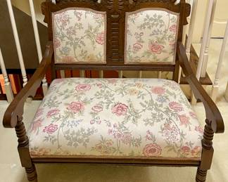 ANTIQUE EASTLAKE PARLOR BENCH