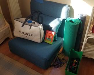 Yoga supplies; futon chair