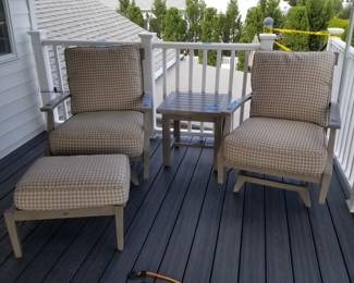 Patio chairs, ottoman & table