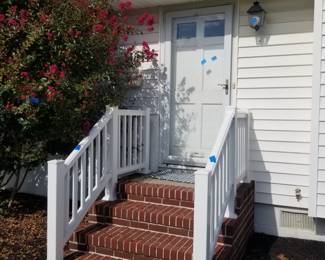 Entry door; storm door; railings
